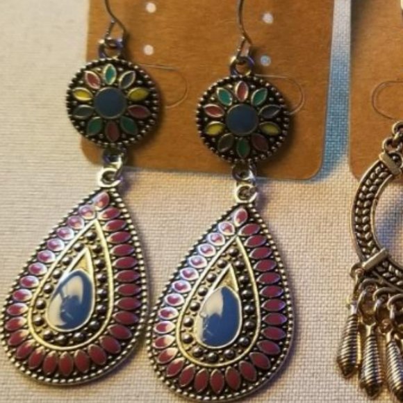 Elegant Boho Dangle Earrings Unique Teardrop Dangling Bohemian Jewelry Ladies - Picture 5 of 5